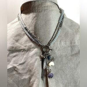 Elegant Silver and Gray Beaded Necklace